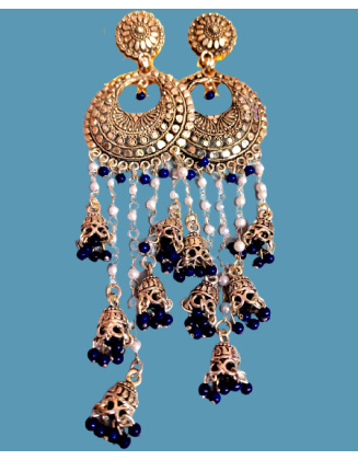 Royal Blue Kundan Pearl...