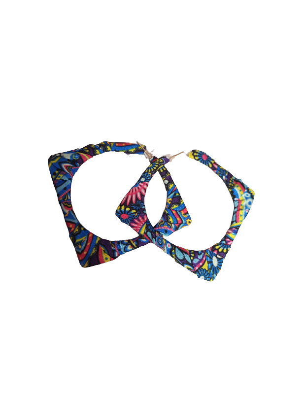 Stylish Boho Fabric Print Hoop Earring