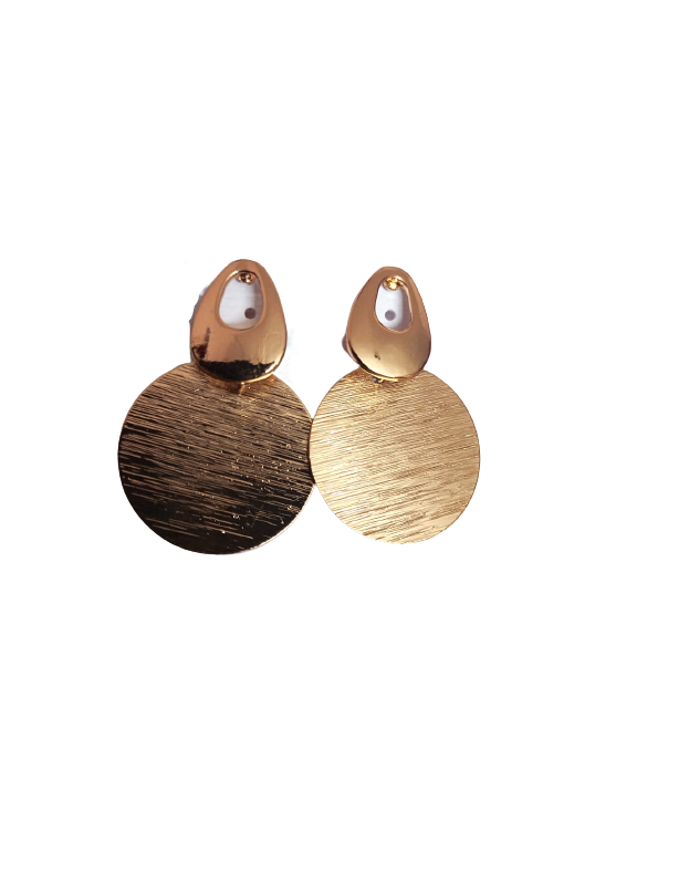 Metallic gold circular drop earrings