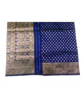 Women's Woven Chanderi Silk Saree With Blouse Piece(Blue)