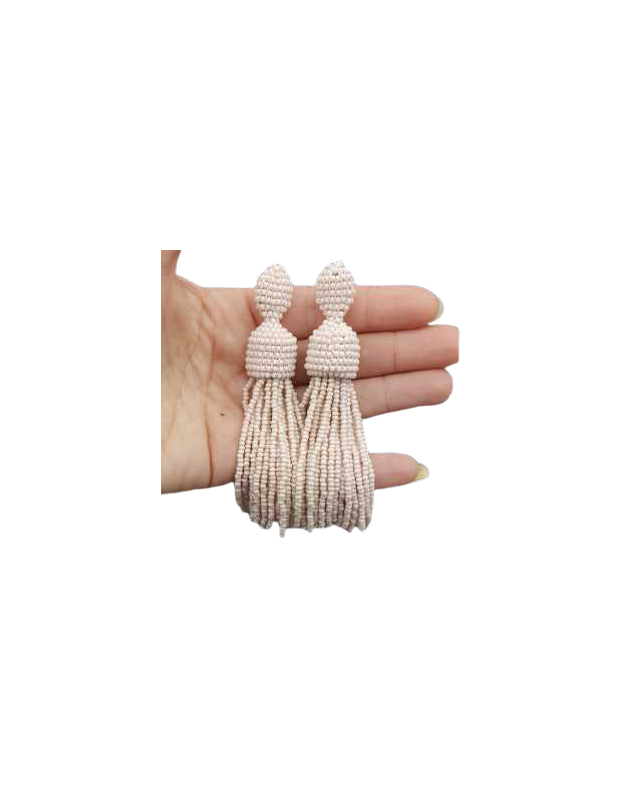 Long White Beaded Earring