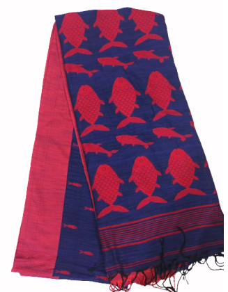 Dark Blue Premium best quality khadi Cotton Woven Saree With Blouse Piece