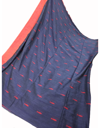 Dark Blue Premium best quality khadi Cotton Woven Saree With Blouse Piece