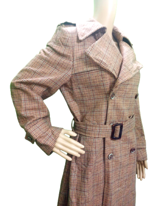 Brown Woollen Belted Trench Coat for women