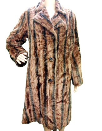 Vintage Stripe Fur Coat