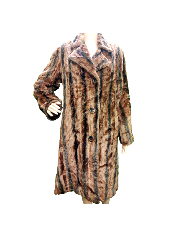 Vintage Stripe Fur Coat