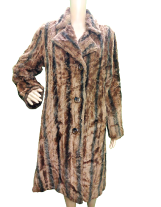 Vintage Stripe Fur Coat