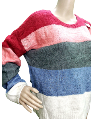 Multicolour Long Sleeves Woolen Sweater for women