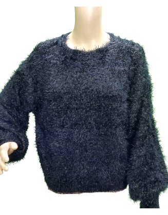 Black Sheen Pullover Sweater