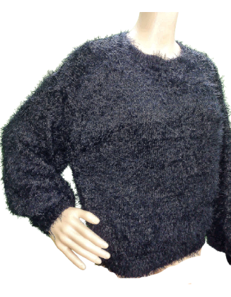 Black Sheen Pullover Sweater