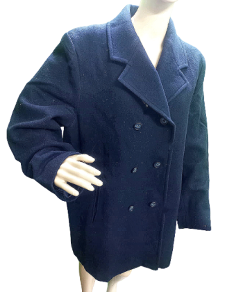 Women Dark Blue Solid Long Over Coat