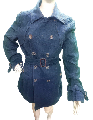 Navy Blue Solid trench Coat With Belt