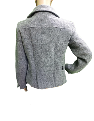 Women Grey textured Short Coat with Welt Pockets