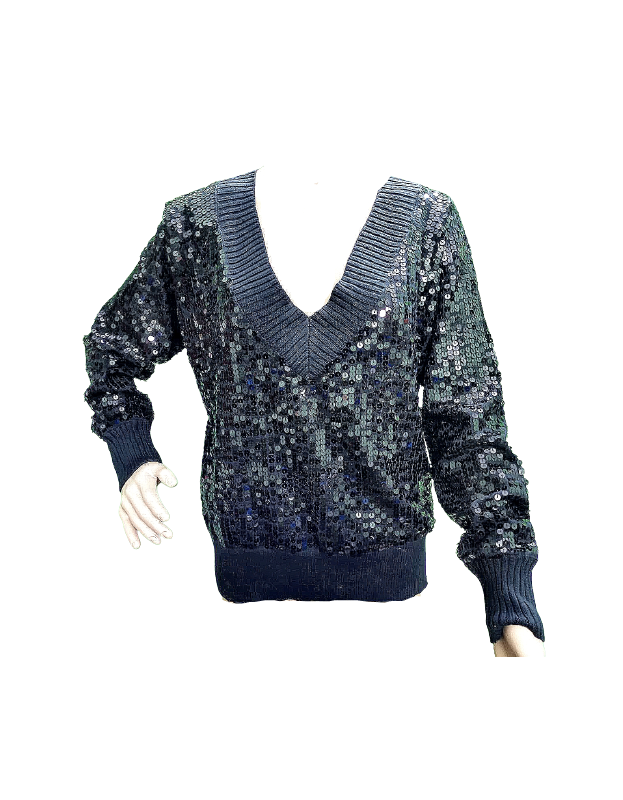 Black Sequin full sleeve Woolen Party Wear Top