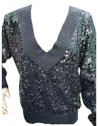 Black Sequin full sleeve Woolen Party Wear Top