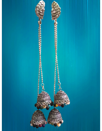 Oxidised Layered Long Jhumka