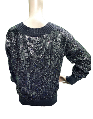 Black Sequin full sleeve Woolen Party Wear Top