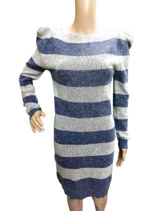 Blue & Grey Striped Long...