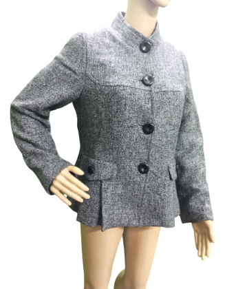 Stylised Solid Grey Short Coat for women