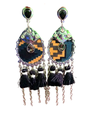 Oxidised Tassel Earring