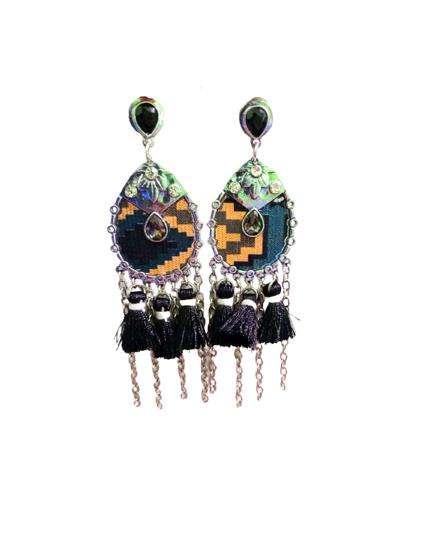 Oxidised Tassel Earring