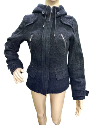 Black Hooded Jacket with...