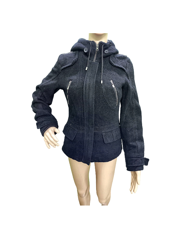 Black Hooded Jacket with chain for women