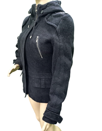 Black Hooded Jacket with chain for women