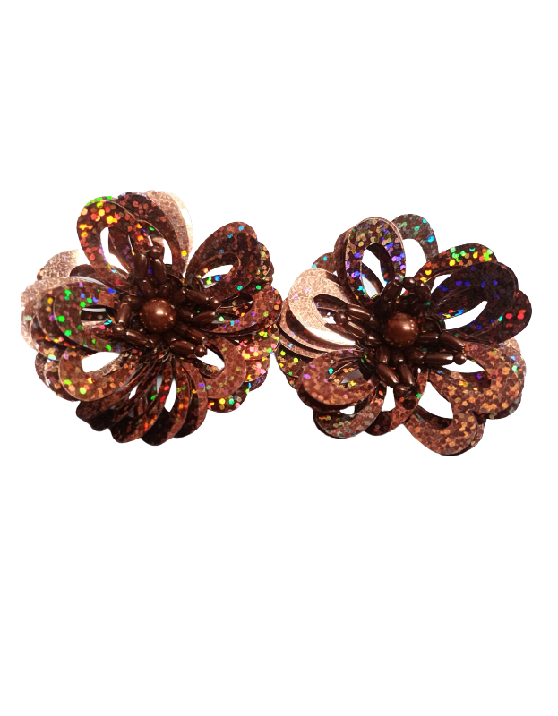 Korean Brown tone floral western stud Earring