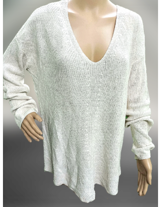 White V-Neck Winter Top