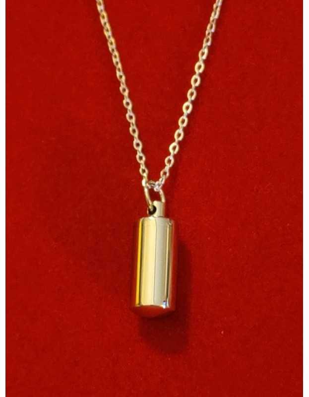 Gold Cylinder Cremation Jewellery Pendant with Chain