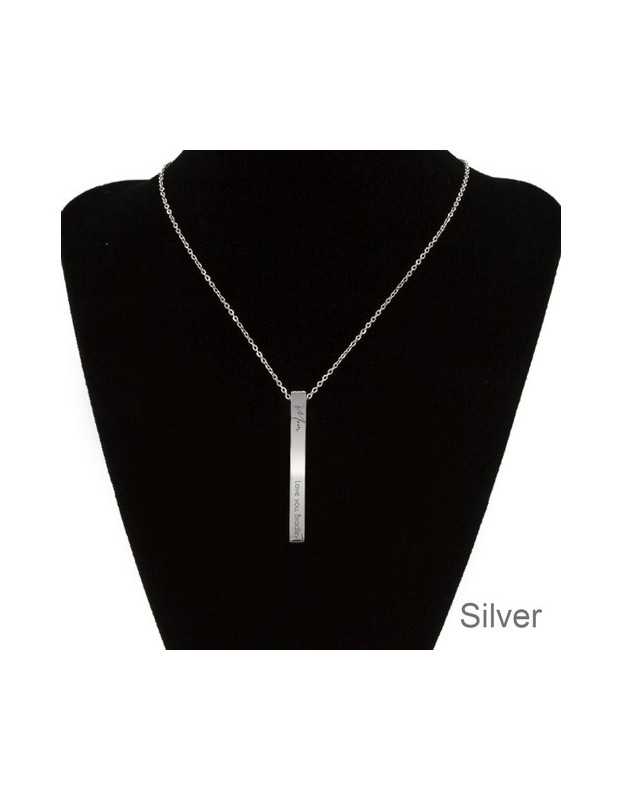 Vertical Bar Necklace, Sterling Silver